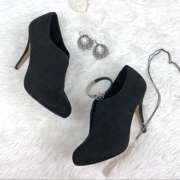 Apt. 9 Shoes - Apt. 9 Edith Black Suede Slip On Booties 7.5  EUC